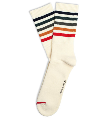 Democratique Socks Athletique Classique Super Stripes 6-pack Off White / Navy / Forrest Green / Army / Honey / Mailbox Red
