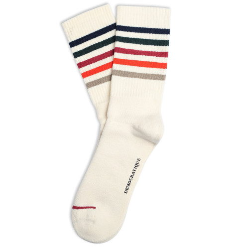 Democratique Socks Athletique Classique Super Stripes 6-pack Offwh. - Navy - Forrest Gr - Light Rosso - Okker Or - Rough Sand