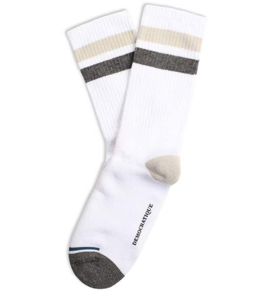 Democratique Socks Athletique Classique Stripes 6-pack Clear White / Soft Grey / Stone / Benzin