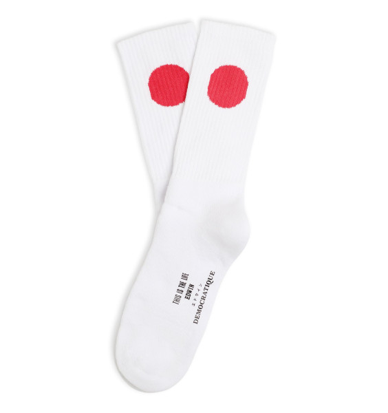 Edwin Jeans x Democratique Socks Athletique Japanese Sun White / Fiery Red
